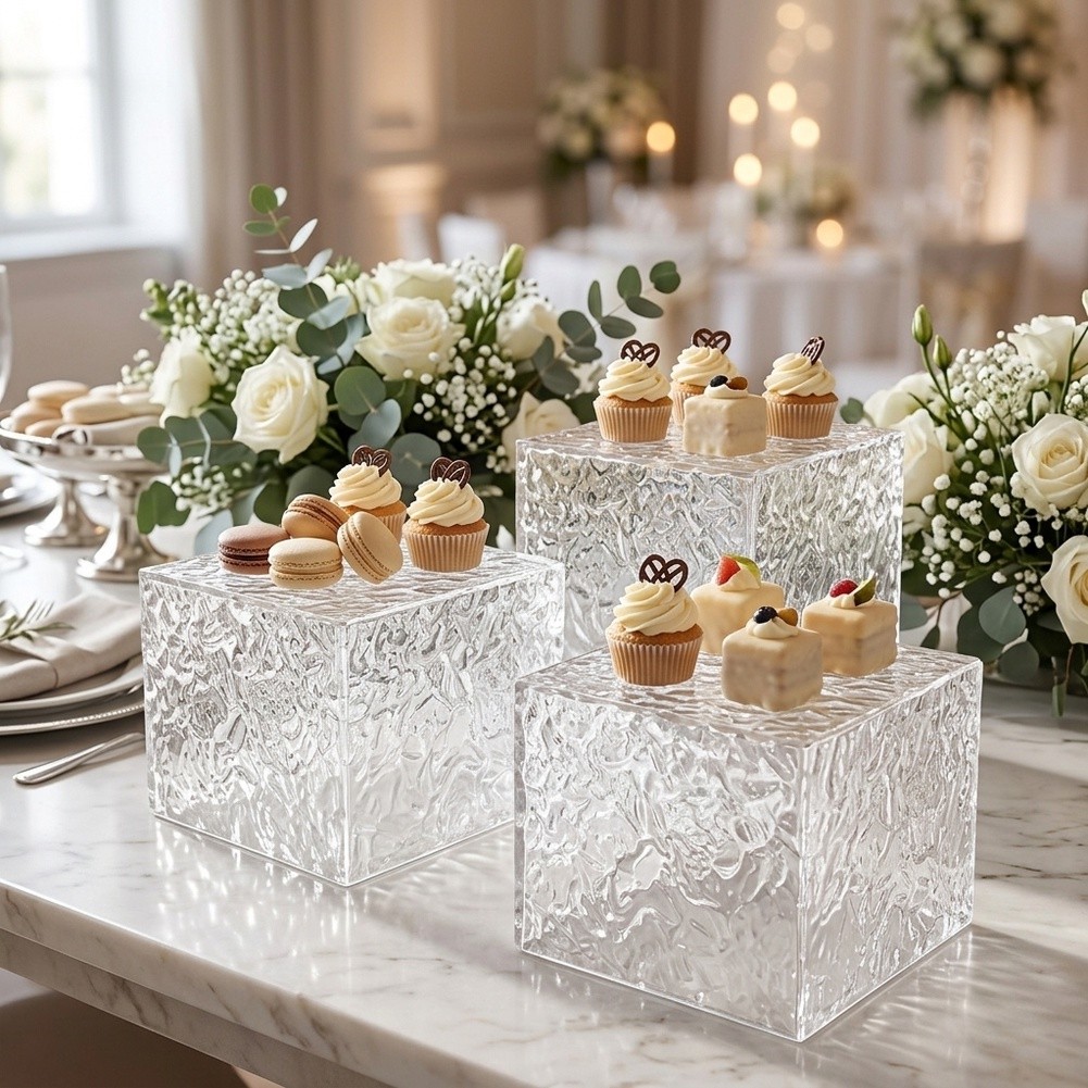 Cupcake Stand Tier - Multi-Tier Clear Hammered Display Stand for