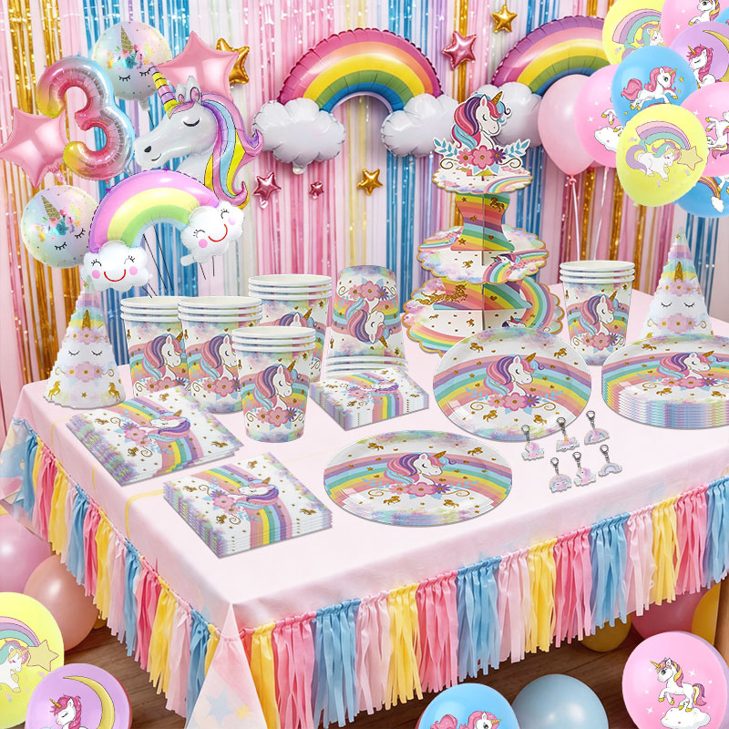 Unicorn Theme Birthday Decorat - Table Cloth Disposable 评论和价格