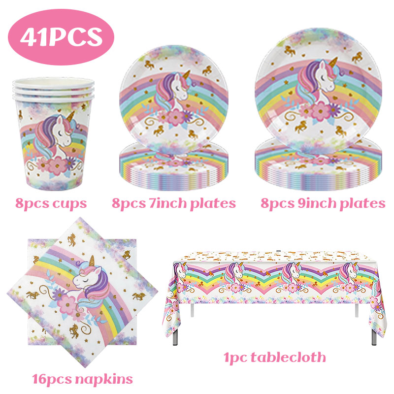 Unicorn Theme Birthday Decorat - Table Cloth Disposable 评论和价格