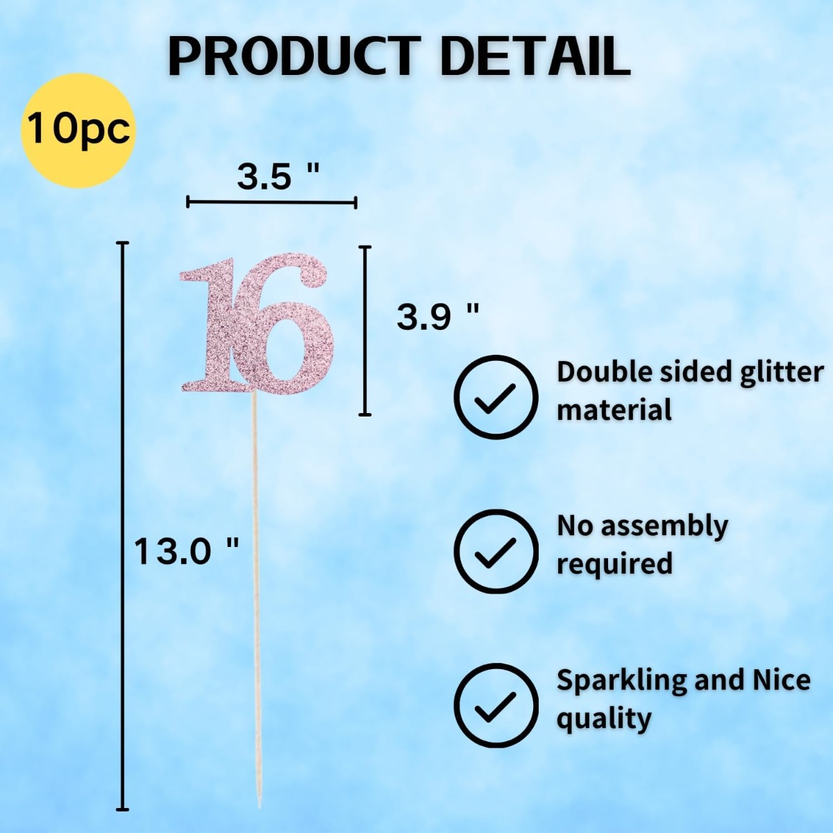 10-Pack Double Sided Glitter 1 - Centerpiece Stick 评论和价格