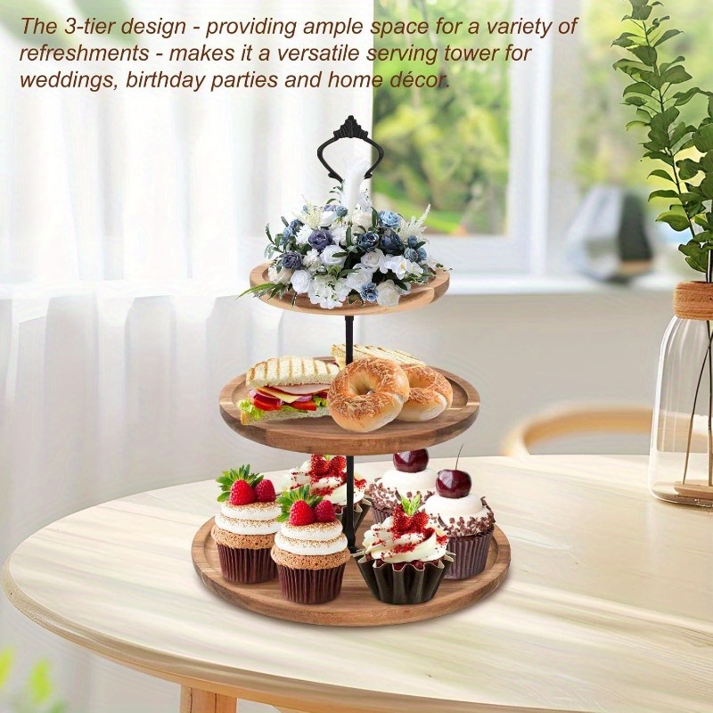 3Tier Cake Stand Acacia Wooden - Cupcake Stand Tier 评论和价格