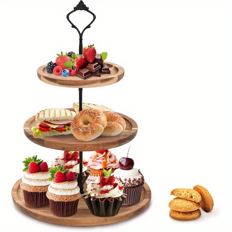 3Tier Cake Stand Acacia Wooden - Cupcake Stand Tier 评论和价格
