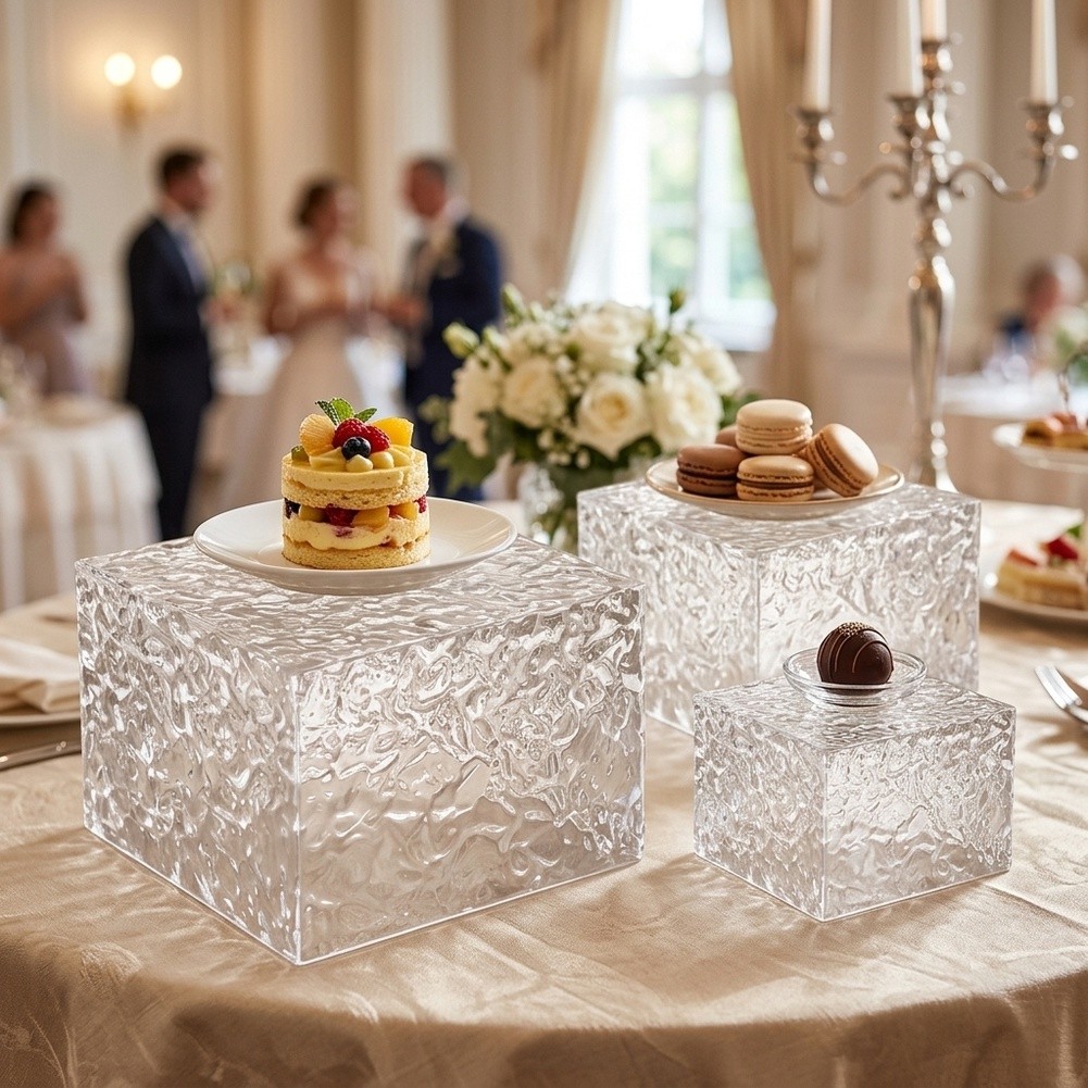Multi-Tier Clear Hammered Disp - Cupcake Stand Tier 评论和价格
