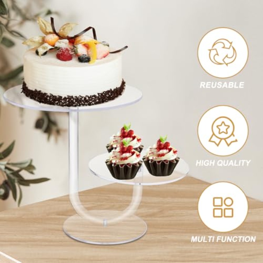 2 Tier Clear Cake Stand Acryli - Cupcake Stand Tier 评论和价格