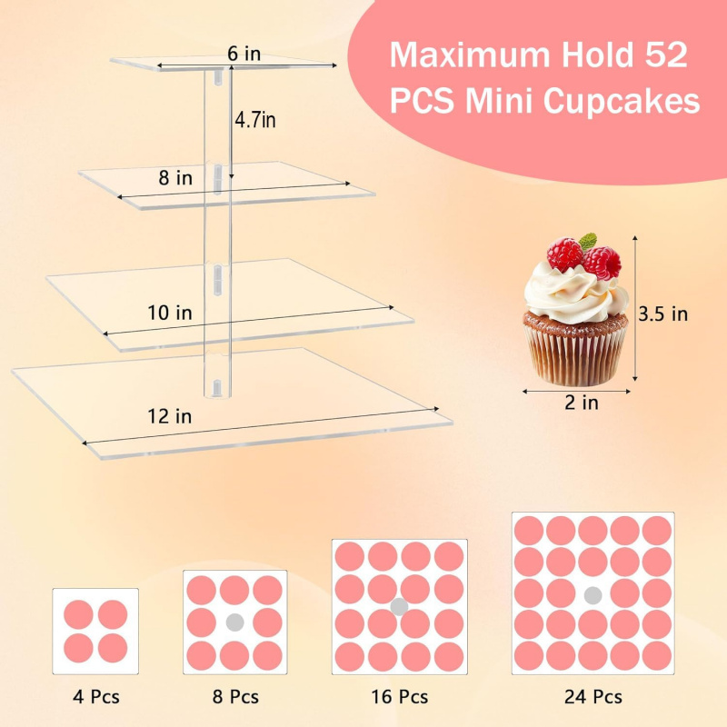 YestBuy 4 Tier Acrylic Cupcake - Cupcake Stand Tier 评论和价格