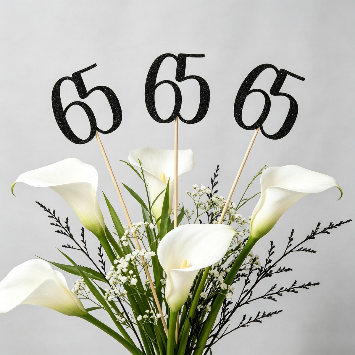 Black Glitter 65th Birthday Ce - Centerpiece Stick 评论和价格