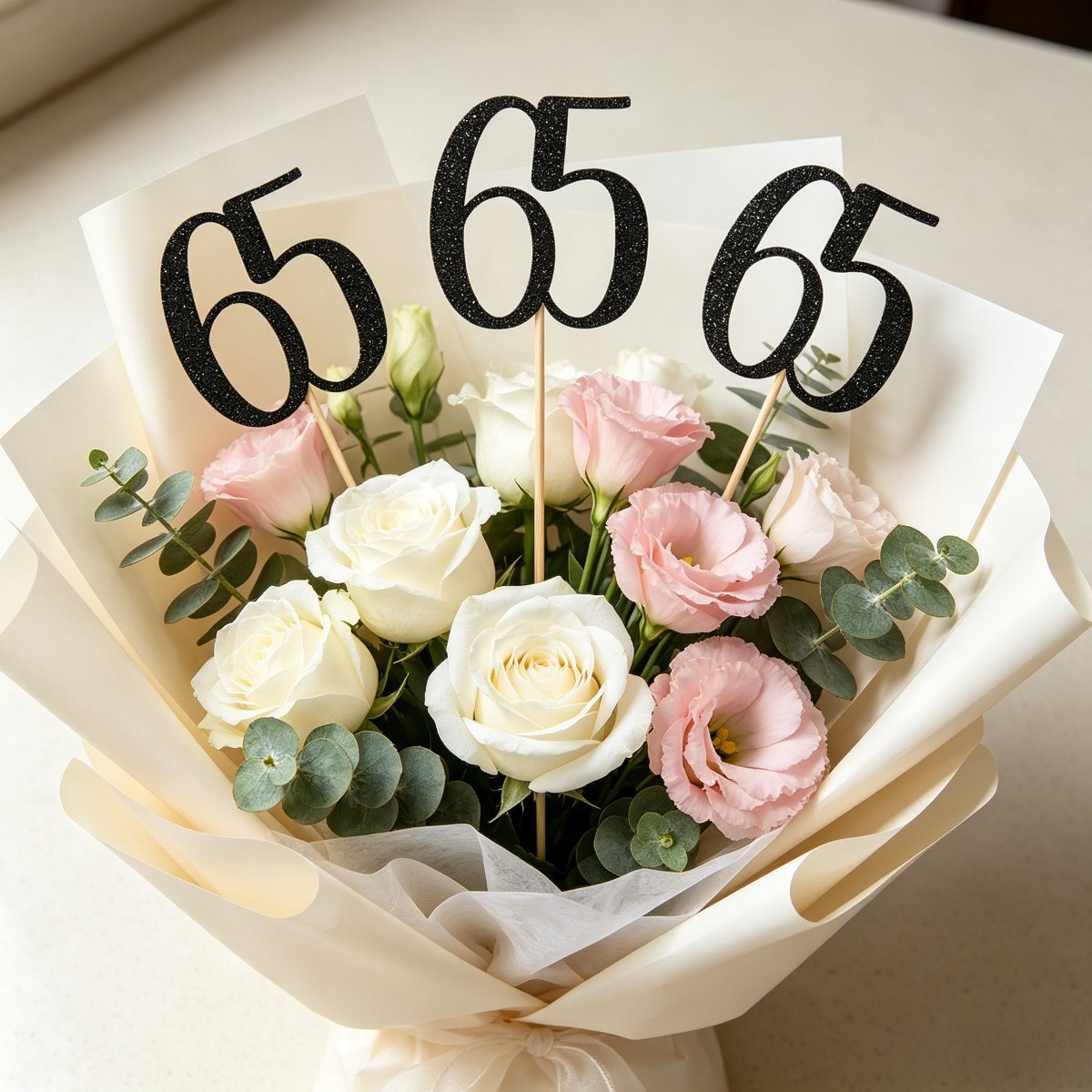 Black Glitter 65th Birthday Ce - Centerpiece Stick 评论和价格