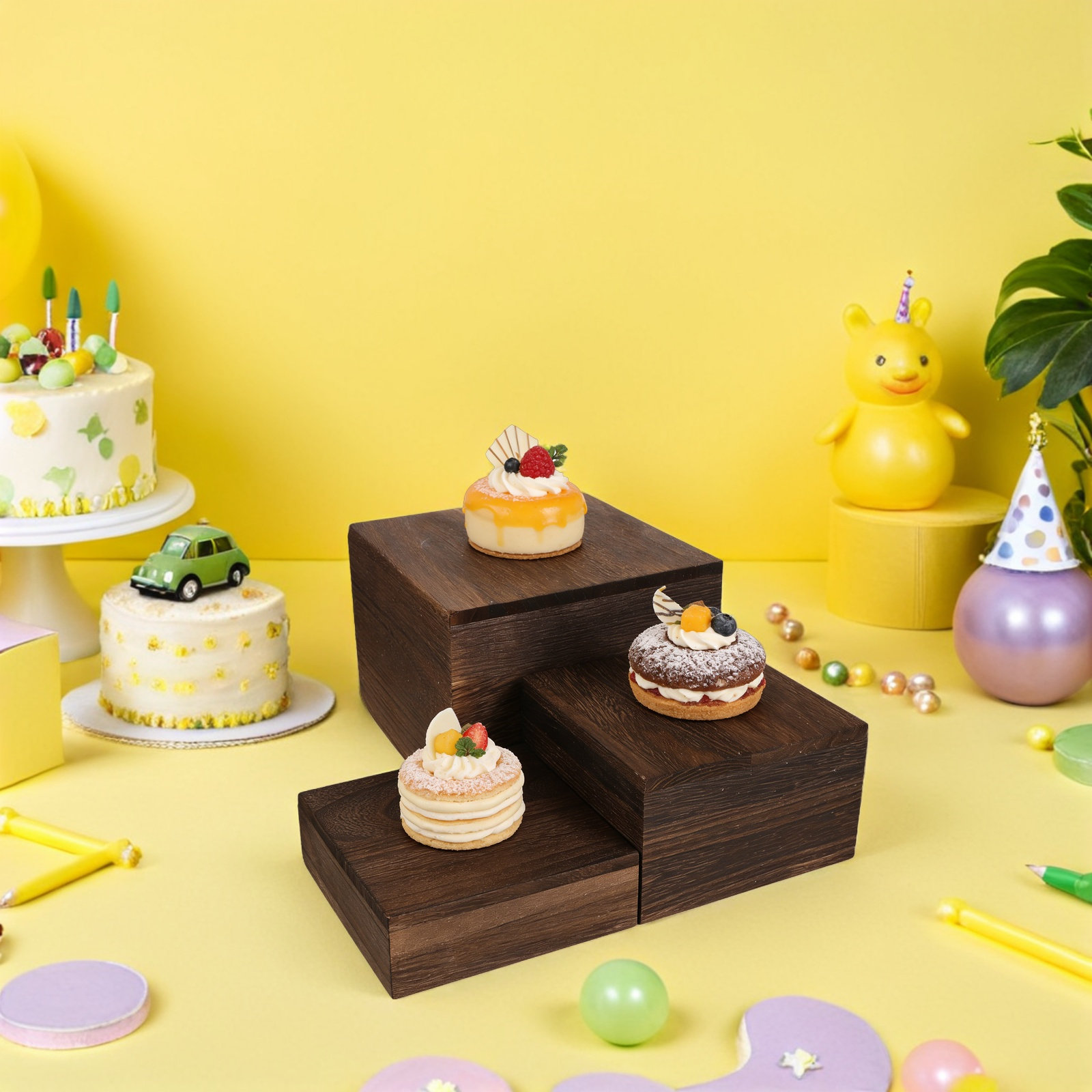 3Pcs Wooden Cake Display Stand - Cupcake Stand Tier 评论和价格