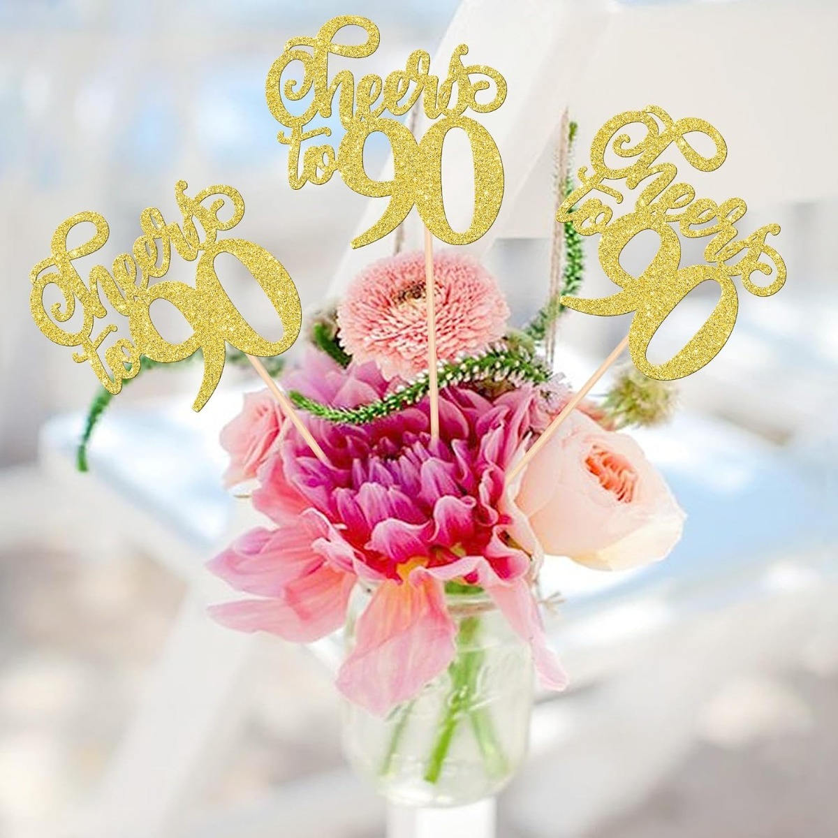 12PCS Cheers to 90 Centerpiece - Centerpiece Stick 评论和价格