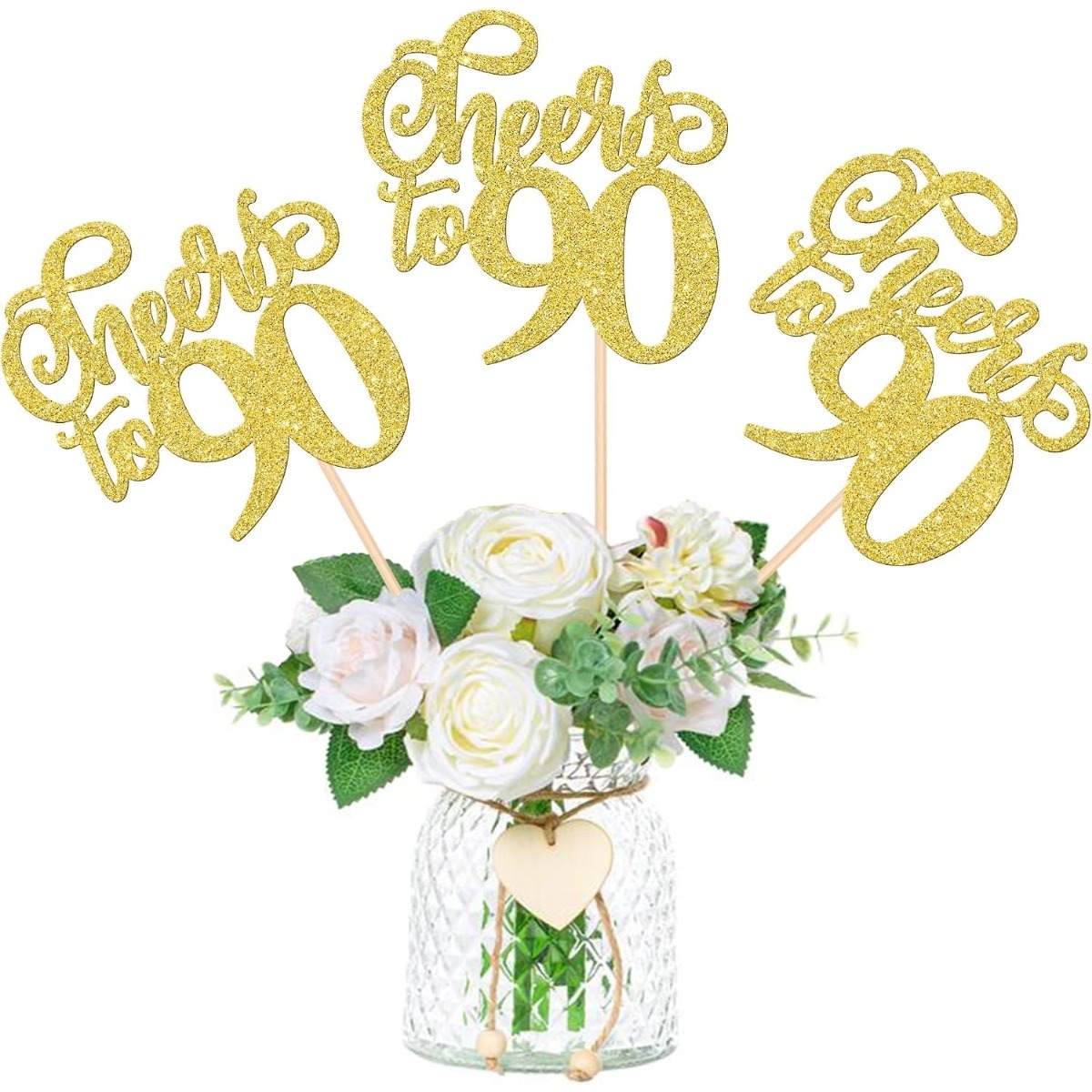 12PCS Cheers to 90 Centerpiece - Centerpiece Stick 评论和价格