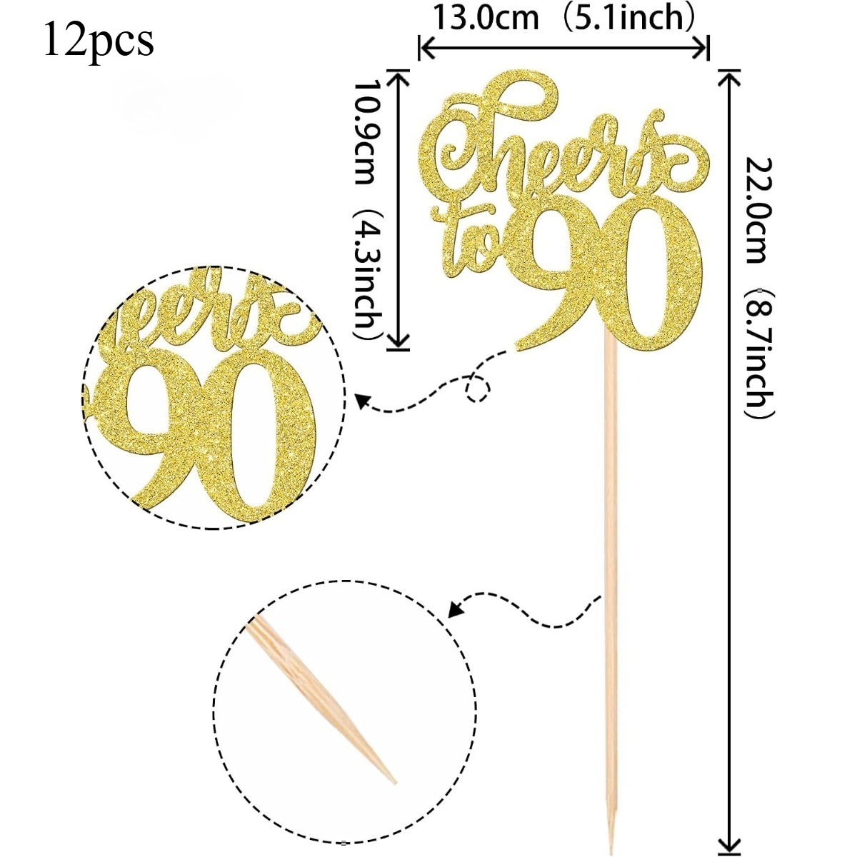 12PCS Cheers to 90 Centerpiece - Centerpiece Stick 评论和价格