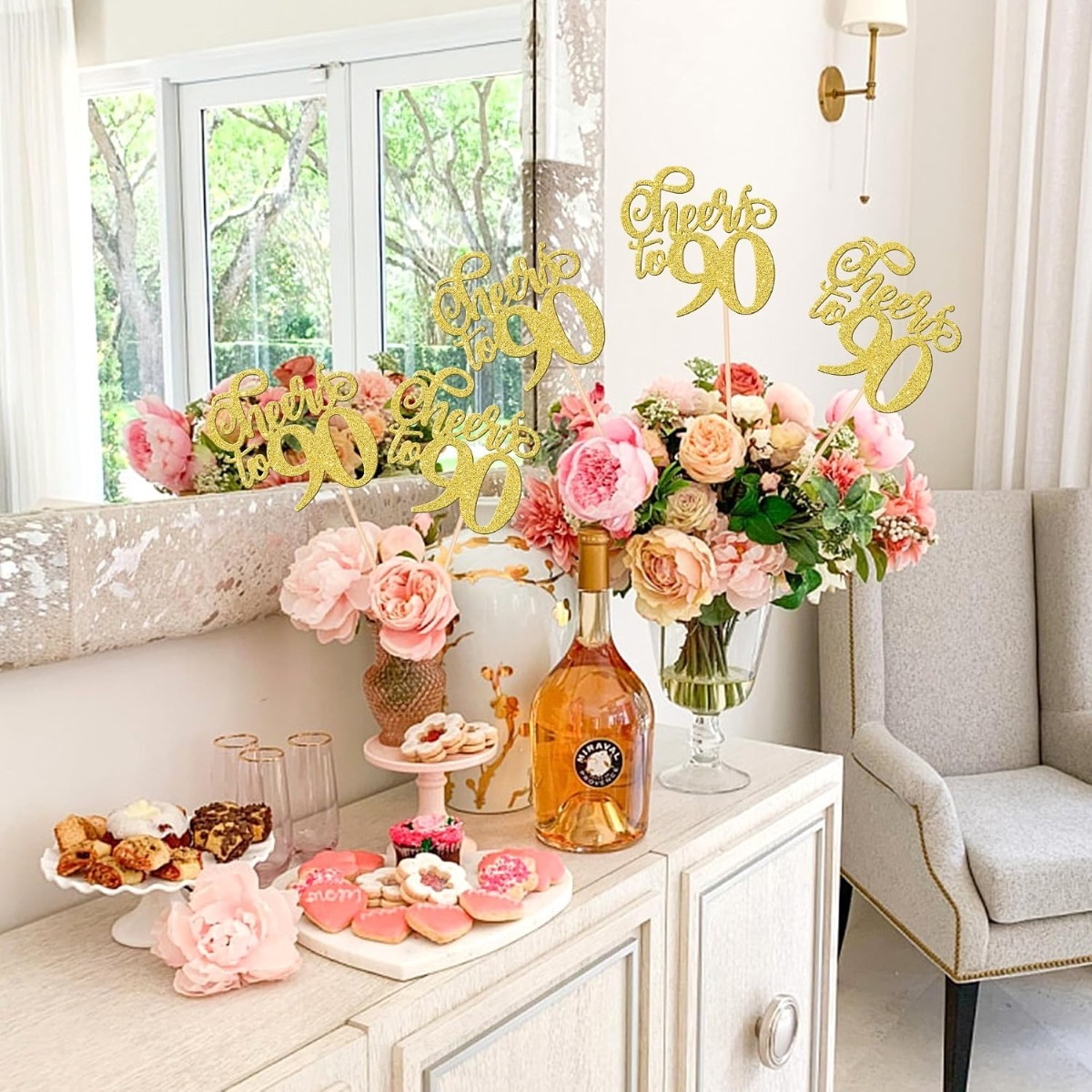 12PCS Cheers to 90 Centerpiece - Centerpiece Stick 评论和价格